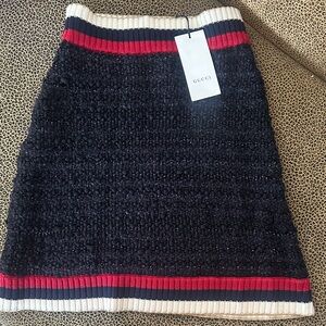 Gucci Timeless Stripe Skirt (NWT) Black with Red & Blue and Gold Stripe